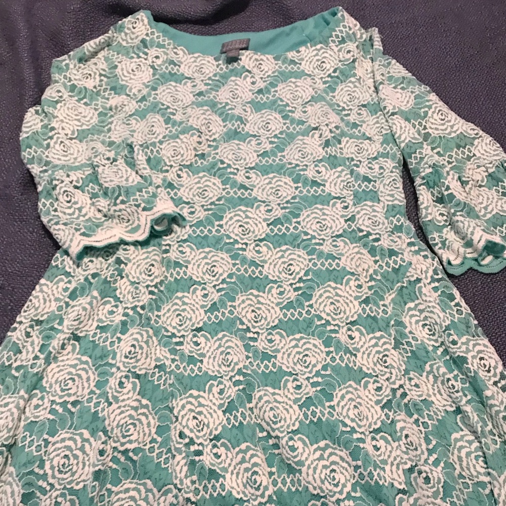 Mint green A-line floral dress